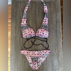 VENUS Cream and Pink Bikini Top